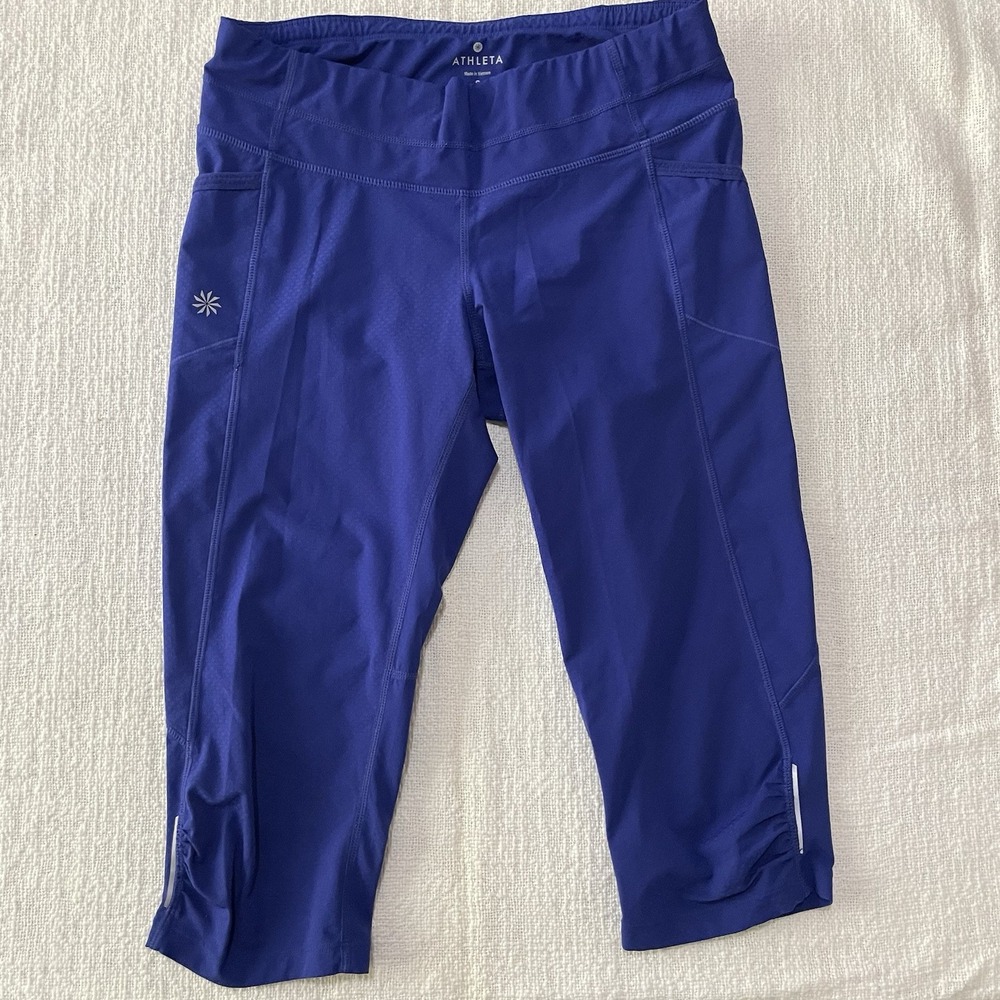 Athlete Dobby Be‎ Free Leggings Women's Small Blue Capri Pull On Skinny Pockets
